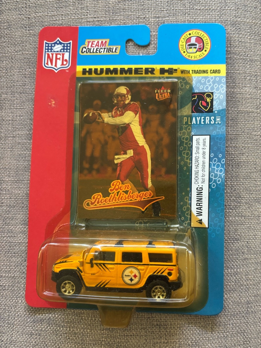 Pittsburgh Steelers Yellow Hummer Toy with Ben Roethlisberger Trading Card